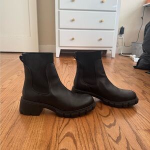 Steve Madden Black Chunky Ankle Boots
